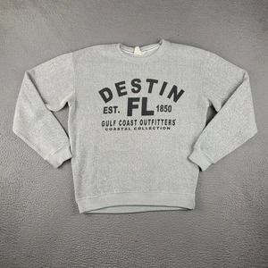 Destin‎ Florida Sweatshirt Mens Medium Gray Destination Vacation Crew Neck
